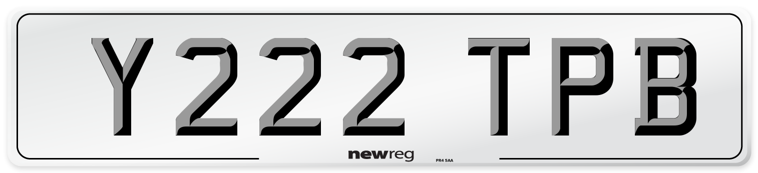 Y222 TPB Number Plate from New Reg